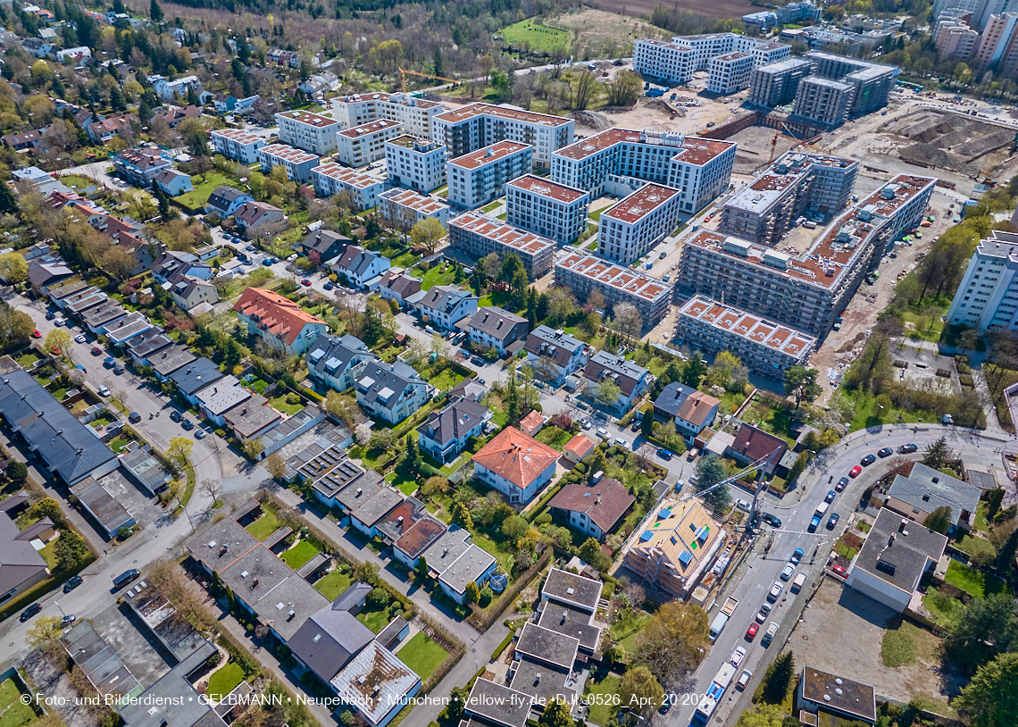 21.04.2023 - Luftbilder von der Baustelle Alexisquartier und Pandion Verde in Neuperlach